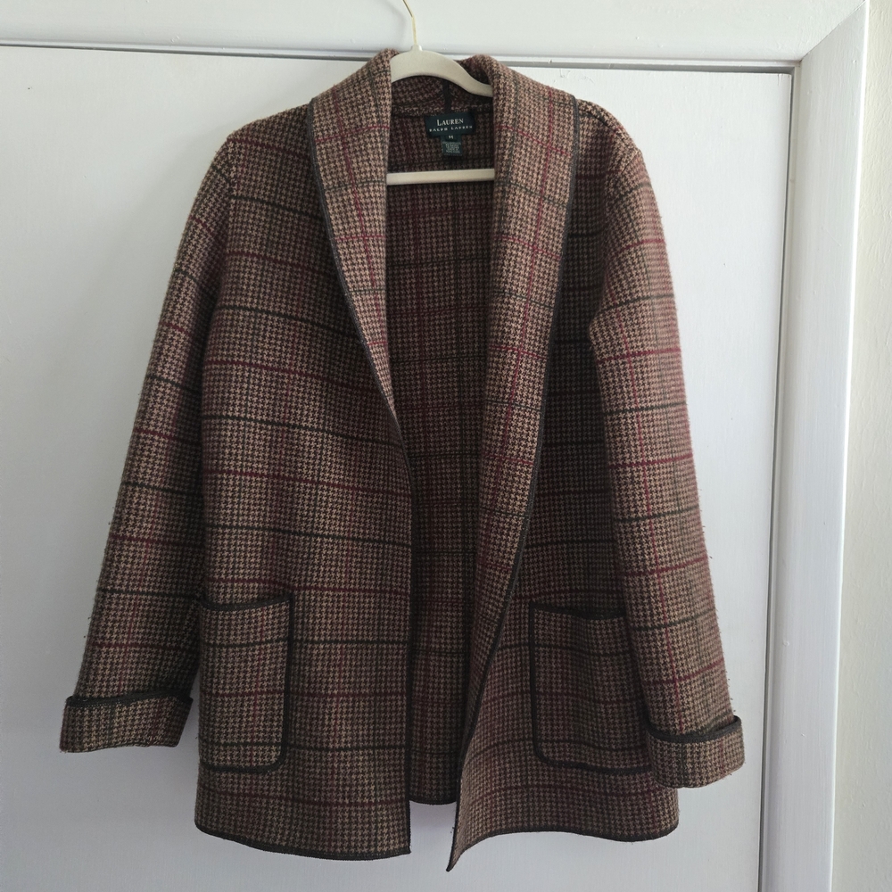 Ralph Lauren Brown and Red Plaid Blazer